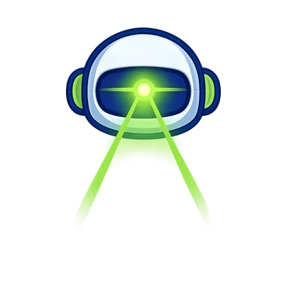 Futuristic Robot with Green Laser Beams