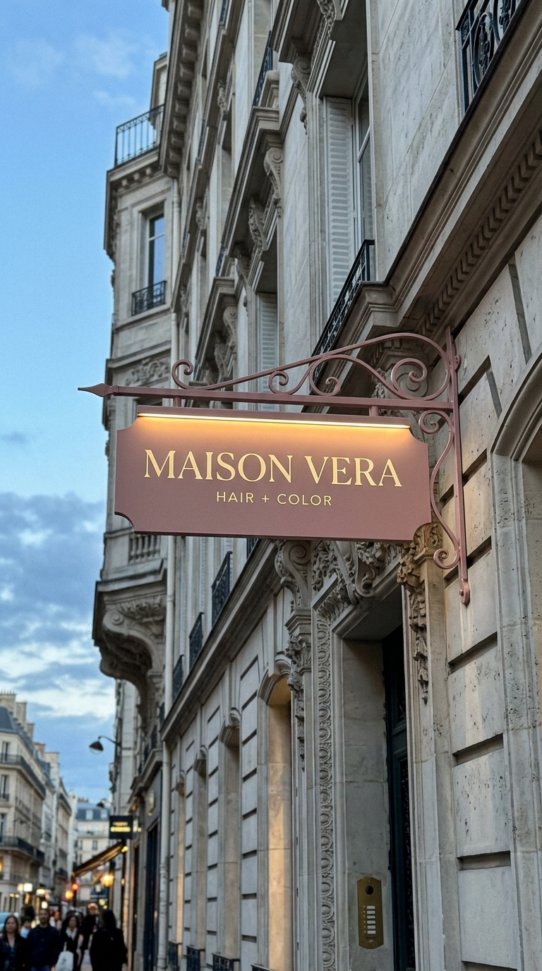 Elegant Hair and Color Salon Sign in Paris