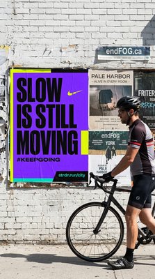 Urban Cycling Promotion Featuring Motivational Message
