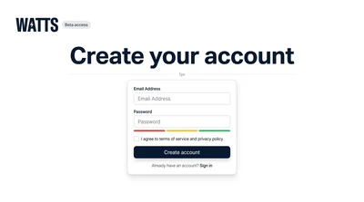 User Account Creation Interface for Watts Service