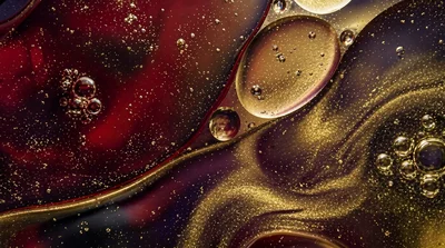 Abstract Swirling Liquid Art with Bubbles and Glitter