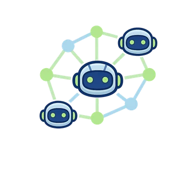 Colorful Digital Robots Connected by Network Nodes