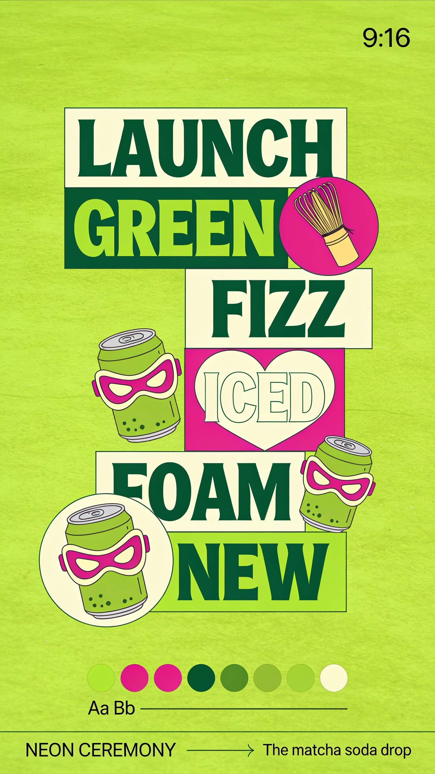 Vibrant Launch Announcement for Green Fizz Beverage