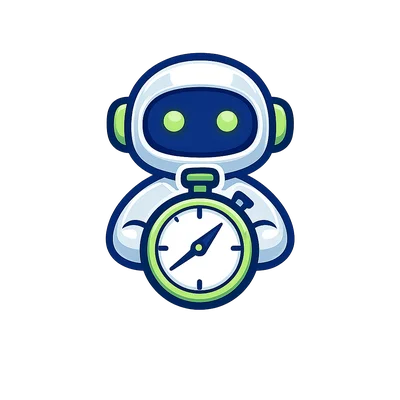 Cute Robot Character Holding a Stopwatch Illustration