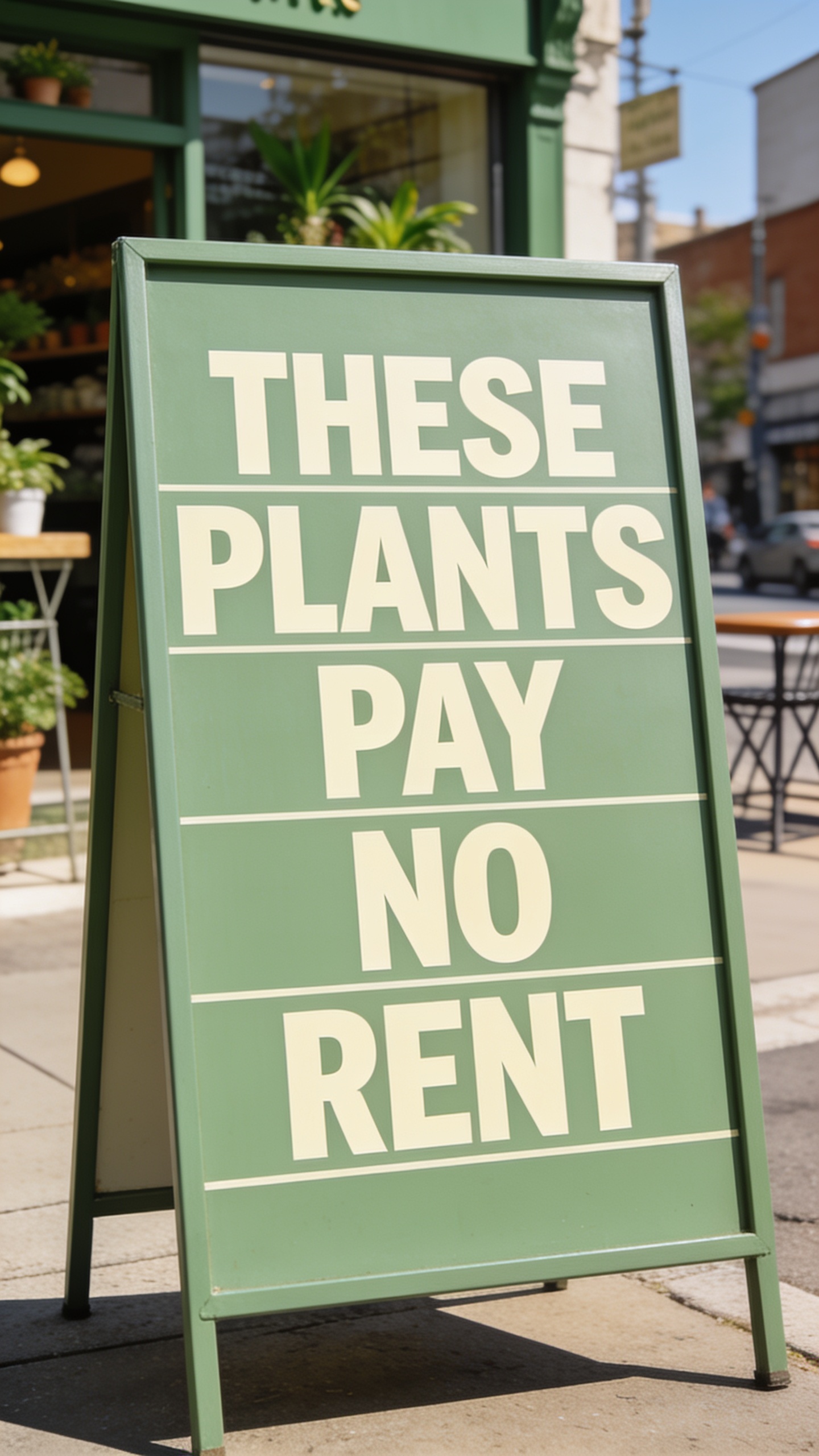 Humorous Sign About Plants and Rent