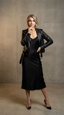 Chic Fashion Model Posing in Black Outfit