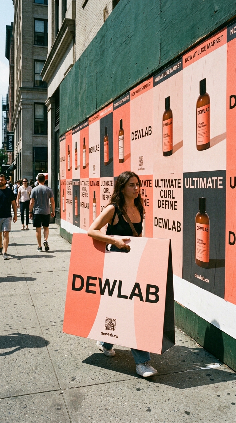 Street Advertisement for Dewlab Hair Products in Urban Setting