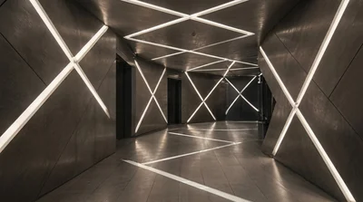 Modern Architectural Corridor with Dramatic Lighting