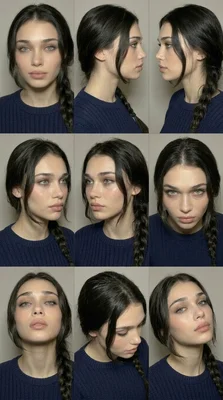 Portrait Series of Young Woman with Braid in Various Angles