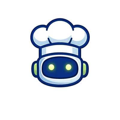 Cute Chef Robot Character with Chef Hat and Bright Eyes