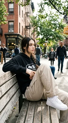 Casual Street Scene with Young Woman in Urban Setting