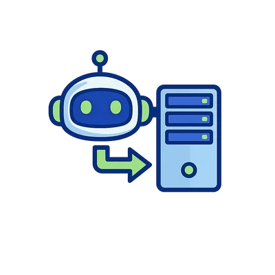 Cute Robot Icon with Server Connection Illustration