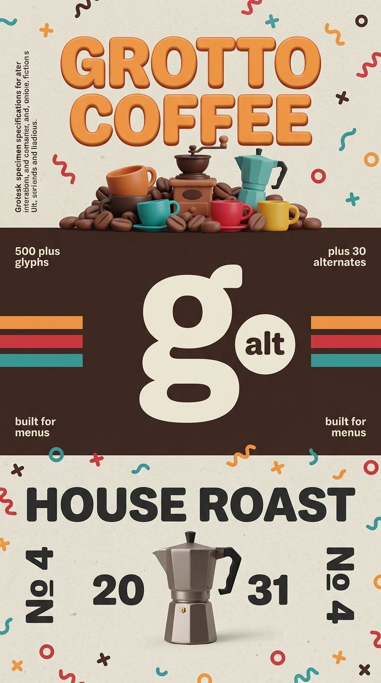 Grotto Coffee Branding and Menu Design