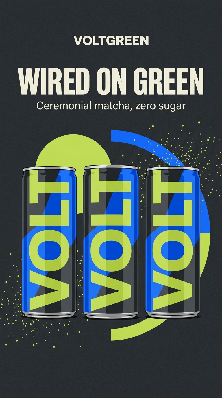 VOLTGREEN: Energizing Ceremonial Matcha Drink with Zero Sugar