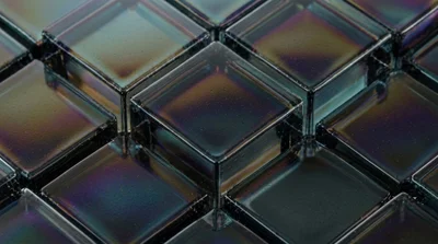 Colorful Iridescent Glass Tiles Arrangement