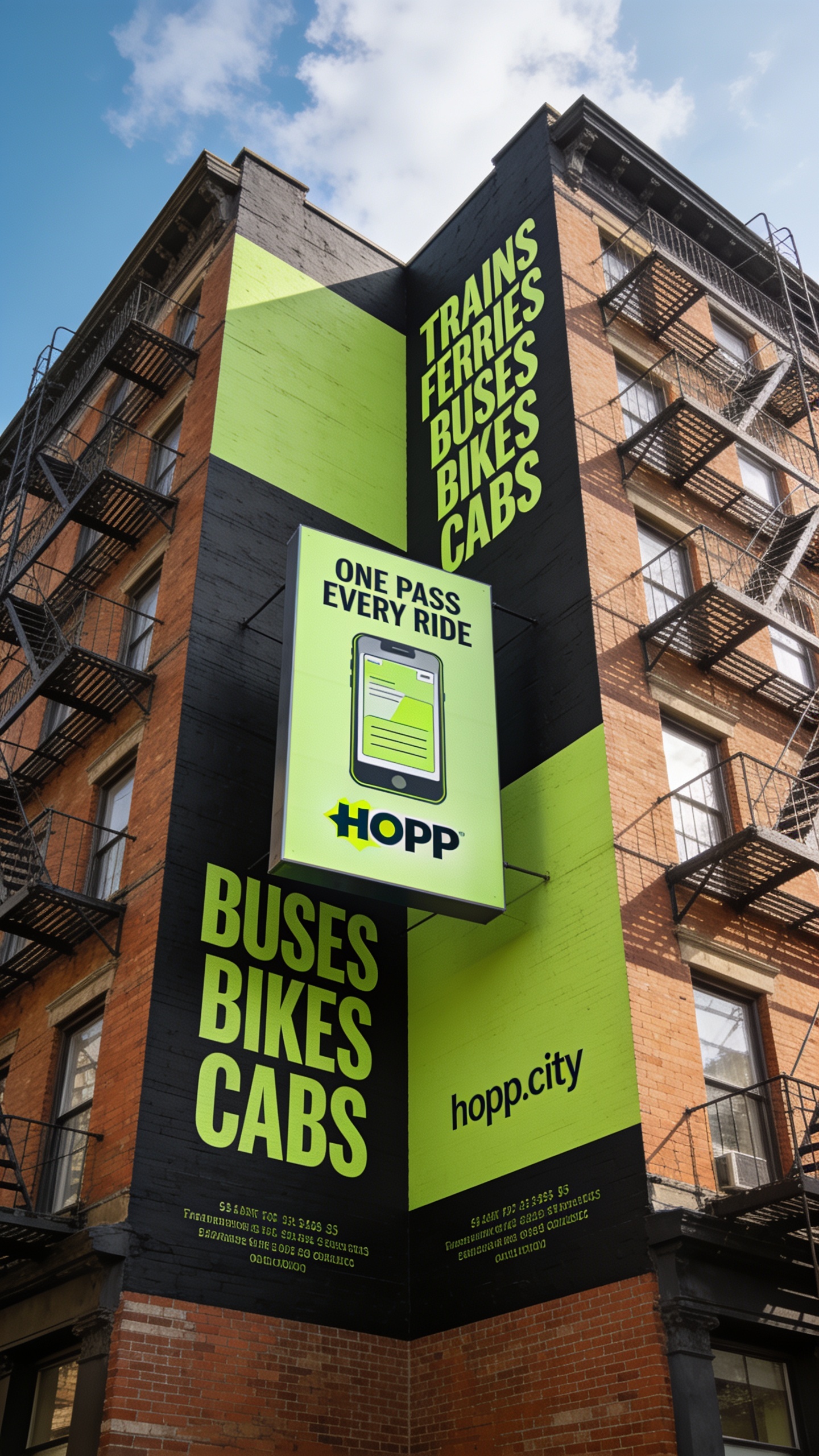 Comprehensive Transit Pass Billboard in Urban Setting