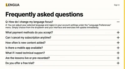 Frequently Asked Questions on Language Focus and Subscription