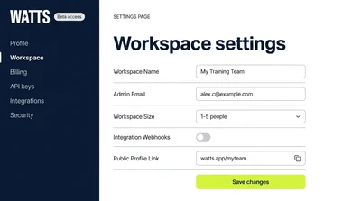 Workspace Settings Page for Team Management