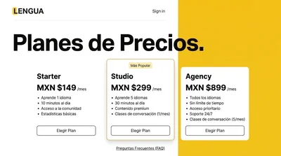 Pricing Plans for Language Learning Service