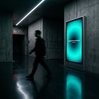 Modern Hallway with Digital Poster Mockups Display