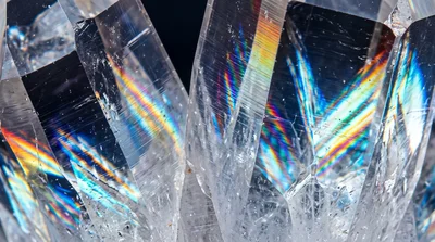 Close-Up of Vibrant Crystal Reflecting Light Patterns