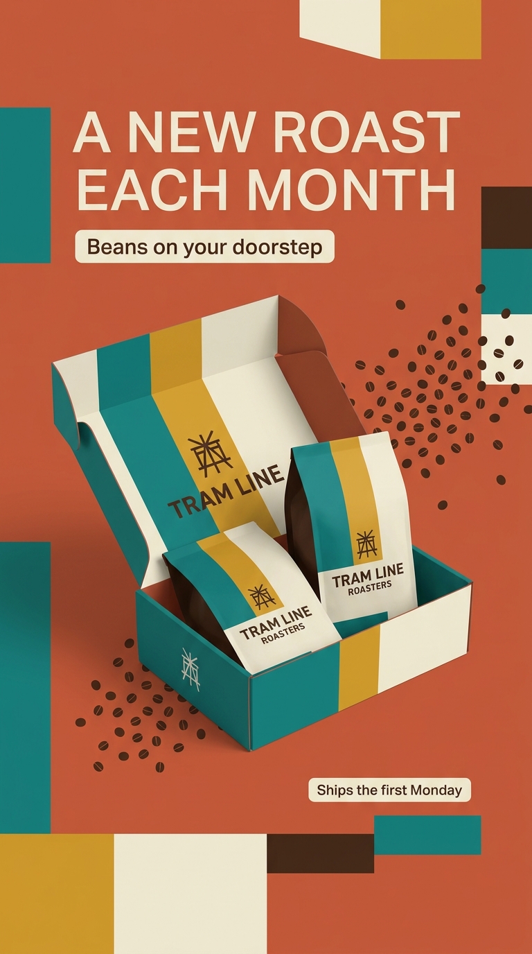 Monthly Coffee Subscription Box Featuring Tram Line Roasters
