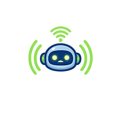 Cute Cartoon Robot with Wi-Fi Signals