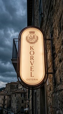 Elegant Restaurant Signage in a Historic Setting