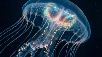 Mesmerizing Close-Up of a Bioluminescent Jellyfish