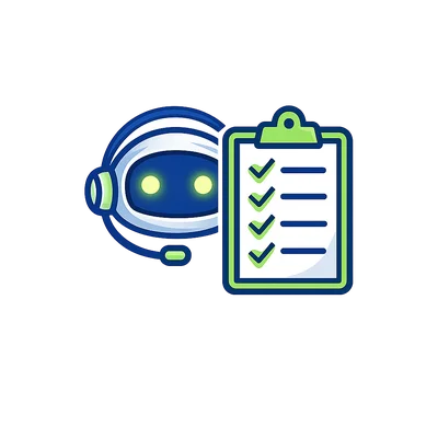 Futuristic Robot with Checklist Icon for Task Management