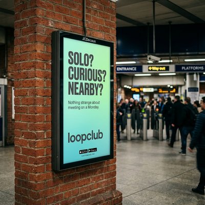 Advertising Poster for Loopclub in Train Station