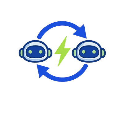 Dynamic Robot Icon with Energy Symbol