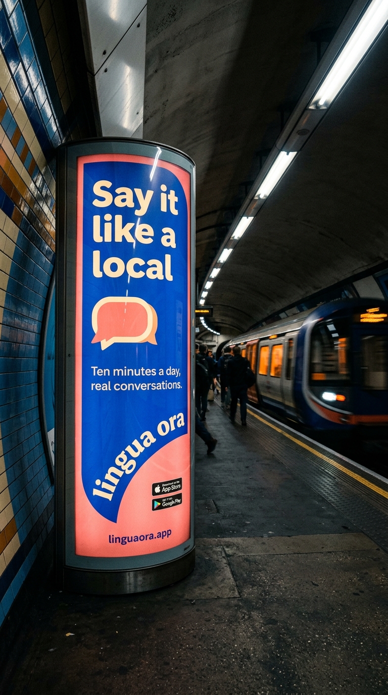Eye-Catching Subway Advertisement for Language Learning App