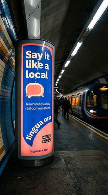 Eye-Catching Subway Advertisement for Language Learning App