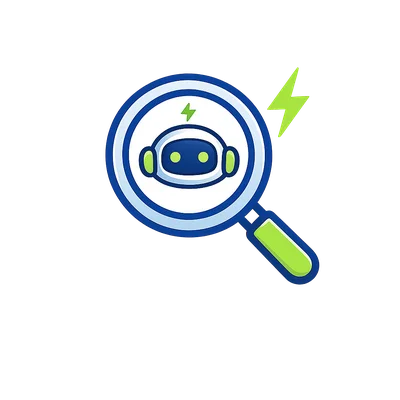 Futuristic Robot Magnifying Glass Icon