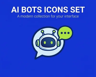 Modern AI Bots Icons for Interface Design