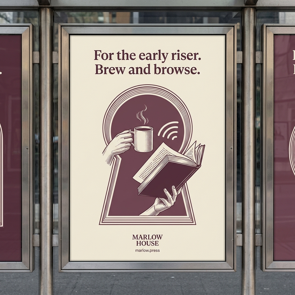Promotional Poster for Marlow House Featuring Coffee and Reading