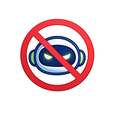 Futuristic Robot with Warning Sign Design
