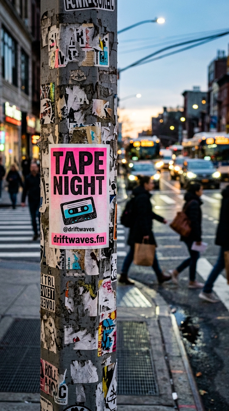Urban Scene Featuring a Tape Night Event Poster