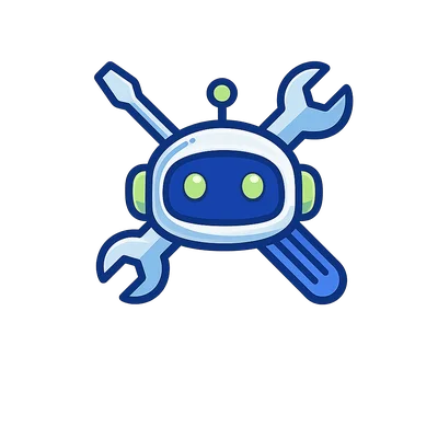 Colorful Robot Icon with Tools for Tech and Repair