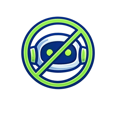 Illustrative No Robot Icon with Blue and Green Colors