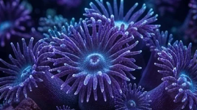 Vibrant Purple Coral Polyps Underwater