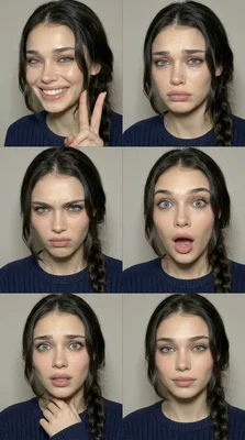Emotional Expressions of a Young Woman in Six Frames