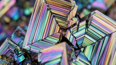 Vibrant Iridescent Crystals with Colorful Reflections