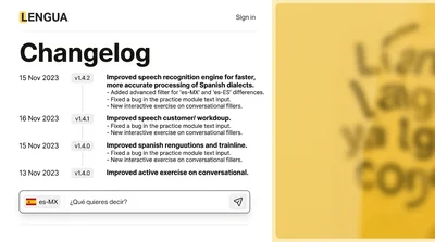 Changelog for Lengua App Updates and Improvements