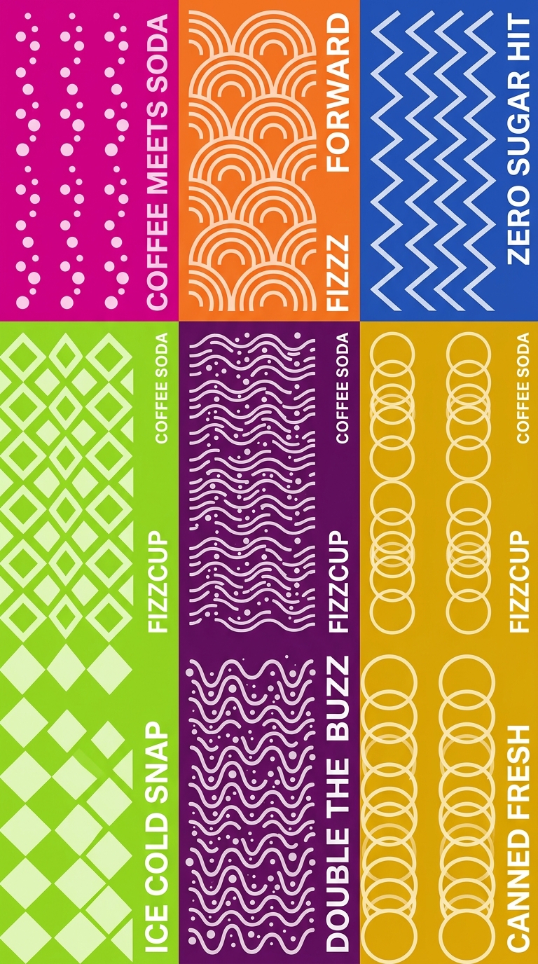 Colorful Beverage Labels Featuring Unique Patterns and Flavors