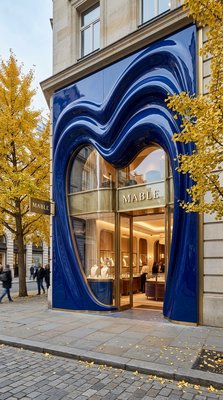Modern Retail Storefront with Unique Architectural Design