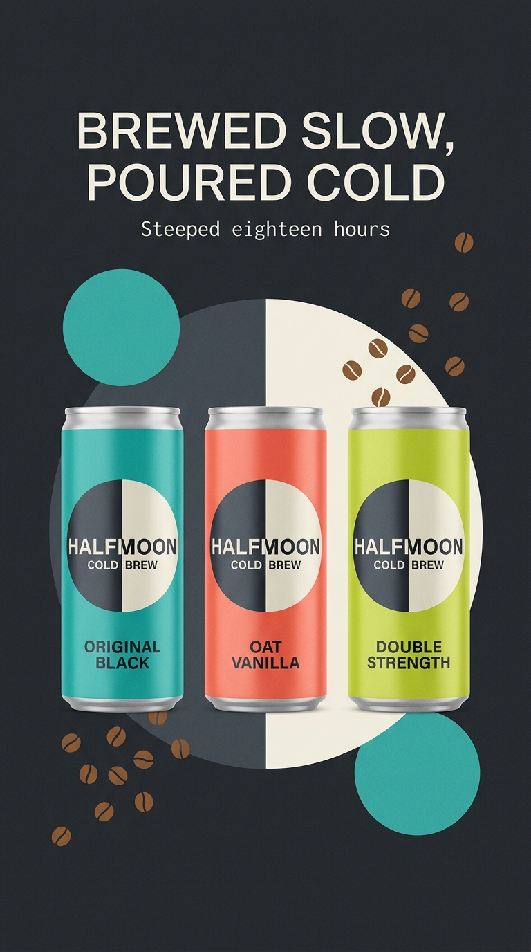 Halfmoon Cold Brew Coffee Cans Display