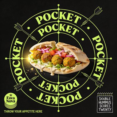 Delicious Pocket Hummus with Falafel and Fresh Toppings