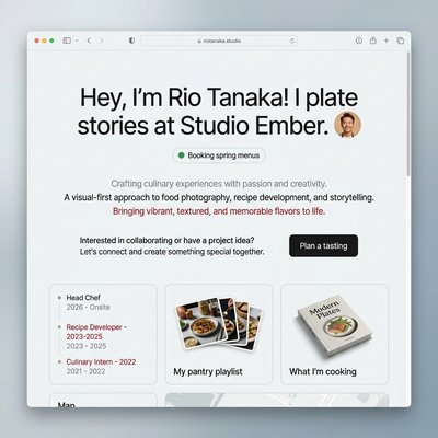 Personal Website of Chef Rio Tanaka Featuring Culinary Creations
